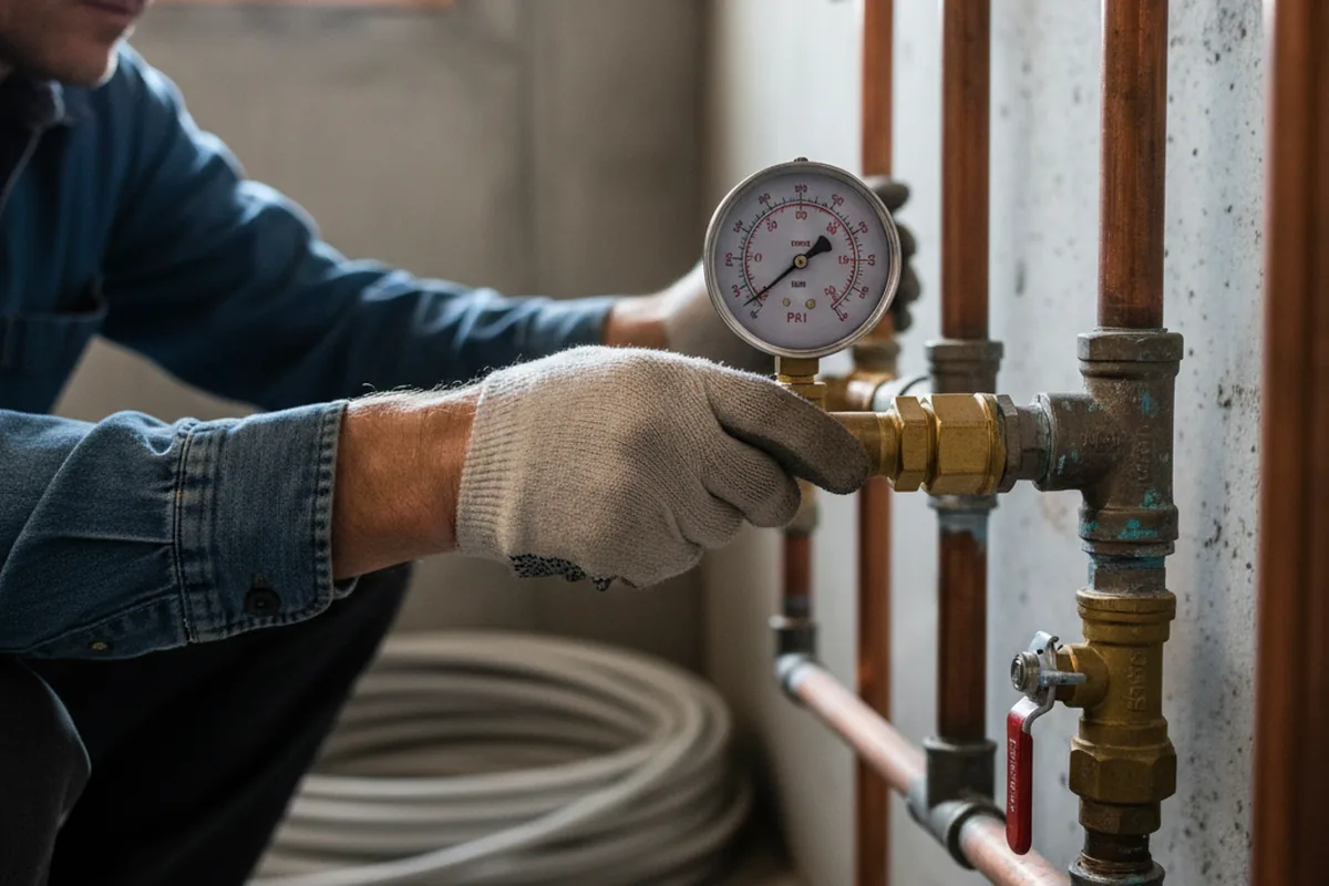 Pressure testing a repaired line during Water Line Repair in Birchwood